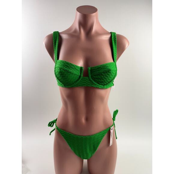 Victoria's Secret Swim Halter Bikini Top & Cheeky Green Bottom Set  Size S - Picture 1 of 11